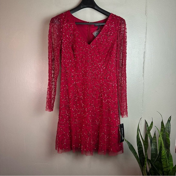 Adrianna Papell- Papelll Studio Beaded Midi Cocktail Party Dress Sz 14 - Picture 2 of 13